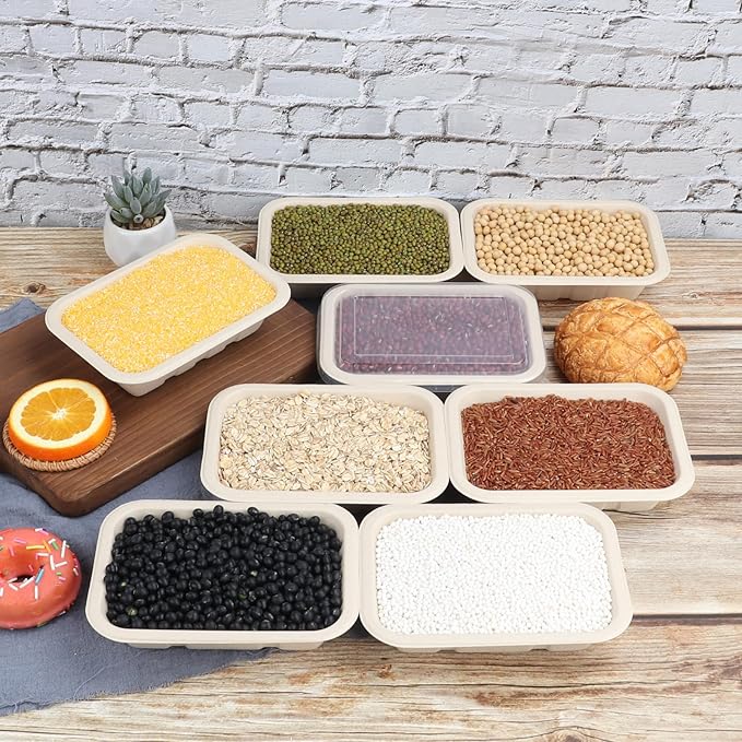 17 ozDisposable Sugarcane Fiber bowls with lids, Compostable Fiber 50 Pack paper bowls