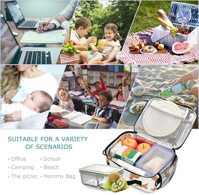 Pfrewn Lunch Box for Kids School Students Golden Retriever Dogs Puppy Insulated Lunch Bag with Shoulder Strap for Office Adults Reusable Cooler Bags Lunch Tote for Girls Boys Teens