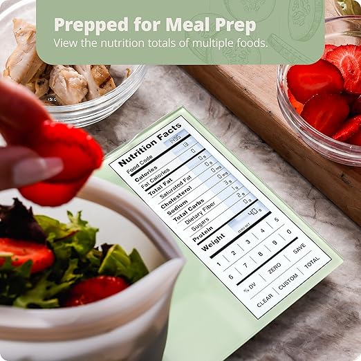Nutrition Scale by Greater Goods with Food Grade Glass, Perfect for Calorie Counting, Meal Prep, and Weight Loss (Sage Green)