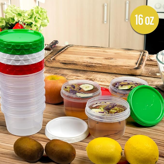 16 oz Plastic Freezer Containers with Lids 2 Cup Food Storage Container BPA Free Stackable Airtight Dishwasher Safe,6 Pack
