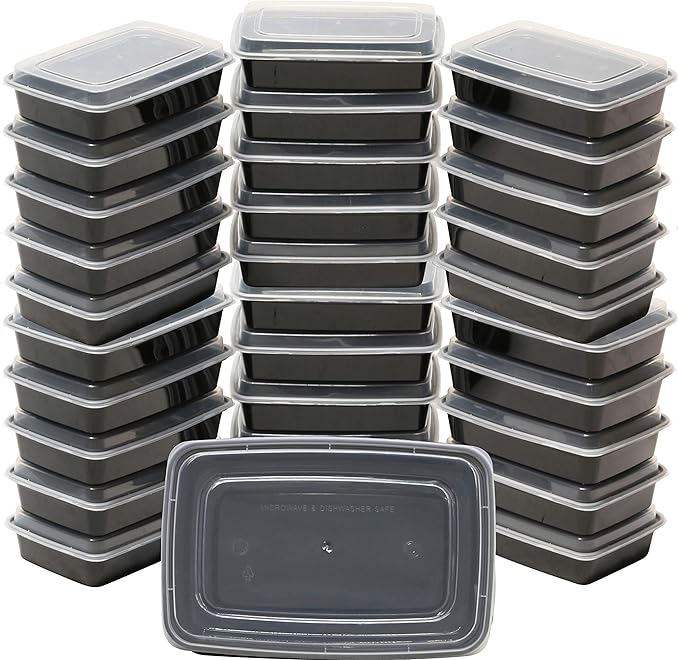 32 Pack - SimpleHouseware 1 Compartment Reusable Food Grade Meal Prep Storage Container Lunch Boxes, 28 Ounces