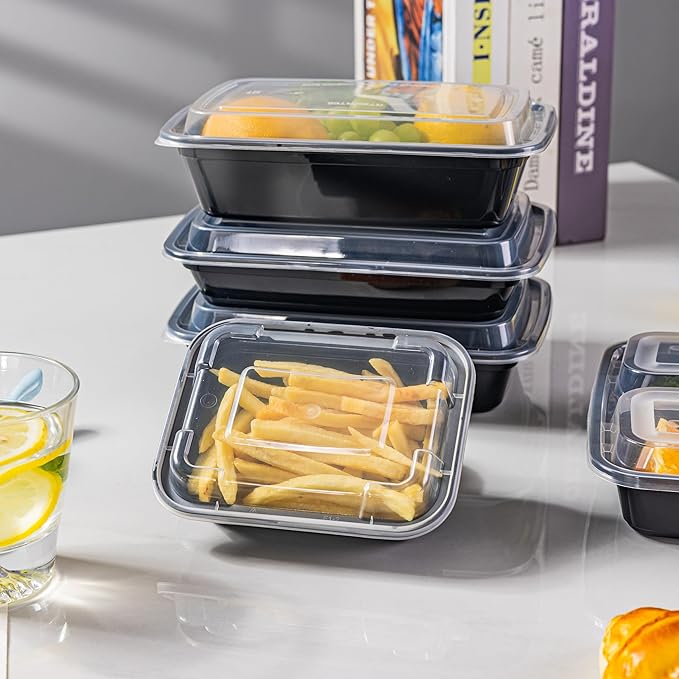 Microwave Safe Meal Prep Containers with Lids 12oz - 150 Pack Plastic Food Storage Bowls for Lunch, Takeout, and Restaurant-Style Dining - Perfect for To-Go Meals, Salads, and Healthy Eating at Home