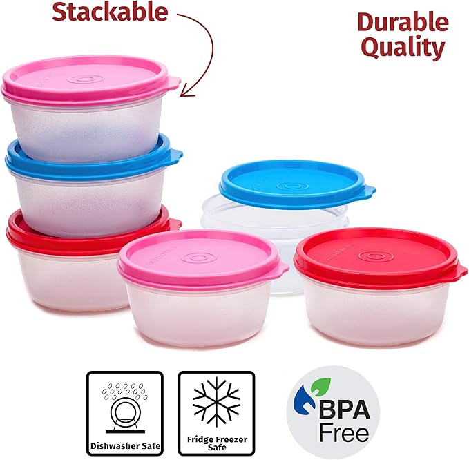 SIGNORA WARE Condiment Containers with Lids- 6 pk. 6.5 oz.Salad Dressing to go Small Food Storage Containers- Sauce Cups Leak proof Reusable Plastic BPA free for Lunch Box Picnic Travel