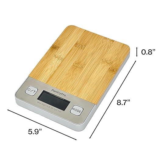 Bamboo Platform Digital Kitchen Scale - 11 pounds Capacity LCD Display Grams and Ounces AAA Battery Included (Natural)