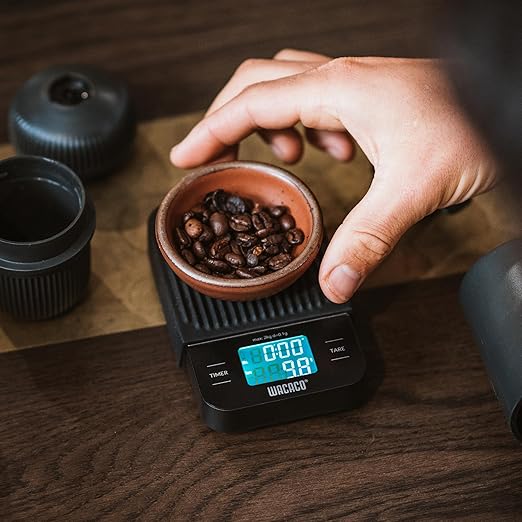 WACACO Exagram Coffee Scale with Timer, 0.1 g/0.0035 oz Precise Graduation, Pocket Digital Kitchen Scale, Portable Pour Over Coffee Scale with Silicone Pad (Batteries Not Included)