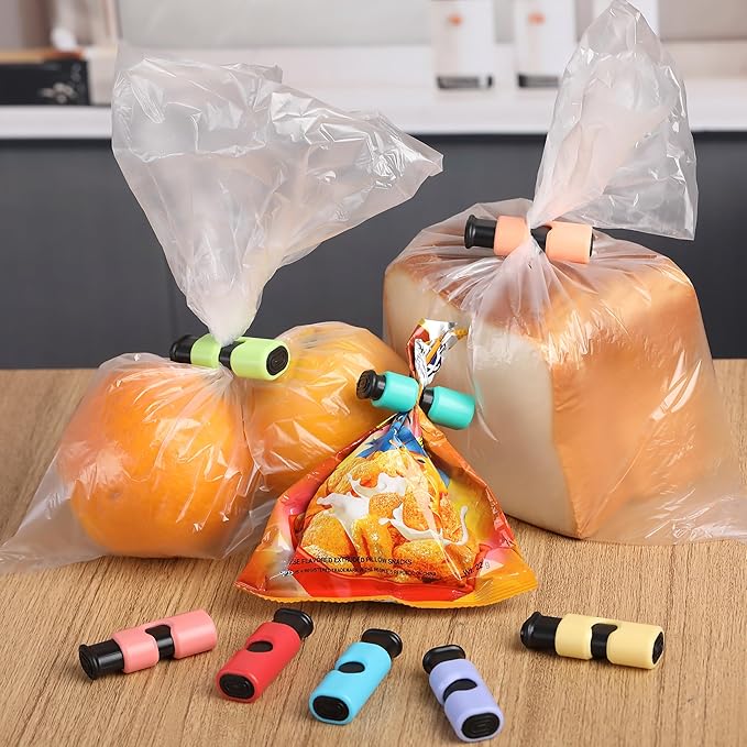 Mr. Pen- Squeeze and Lock Bread Bag Clips, 8 Pack, Crayon Colors, Squeeze and Lock Bread Clips Reusable