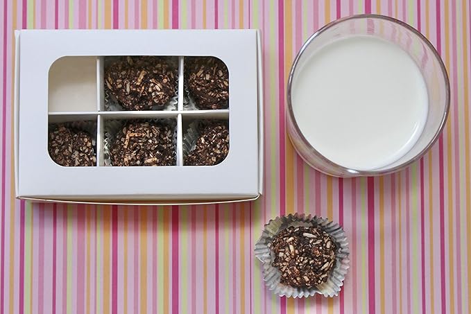 Treat boxes with window and dividers | 6 X-SMALL compartments | 5 x 3.5 x 1.57 in | Empty candy boxes for gift giving, truffle box - perfect for Valentine's Day | 20-pack (White)
