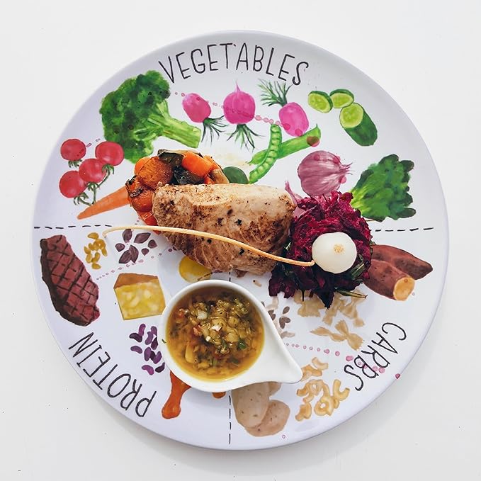 9" & 10" Portion Control Plate - Healthy Nutrition Plate for Adults and Teens, Melamine, Ideal for Weight Loss and Diabetes Management (2 Pack)