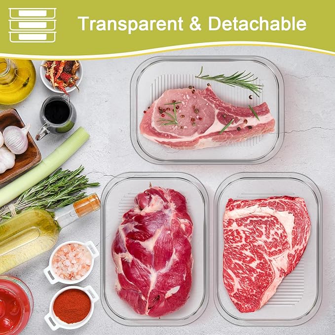 6 Pcs Deli Meat Container for Fridge, Stackable Bacon Lunch Meat Container for Refrigerator, Food Storage Boxes with 2 Lids for Cold Cuts, Cheese, Lunchmeat, Salami, Meal Prep Containers