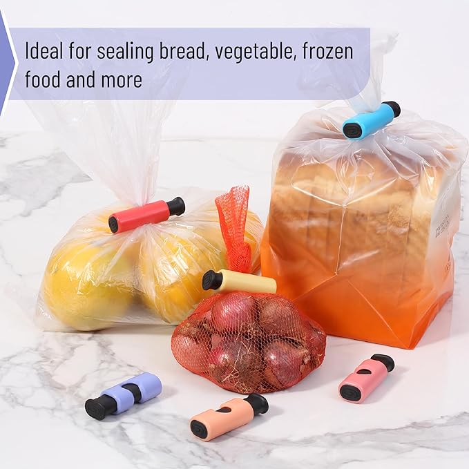 Mr. Pen- Squeeze and Lock Bread Bag Clips, 6 Pack, Squeeze and Lock Bread Clips, Bag Clips for Food Storage, Snack Clips for Food Packages, Food Clips for Bags, Plastic Bag Clip, Food Bag Clips