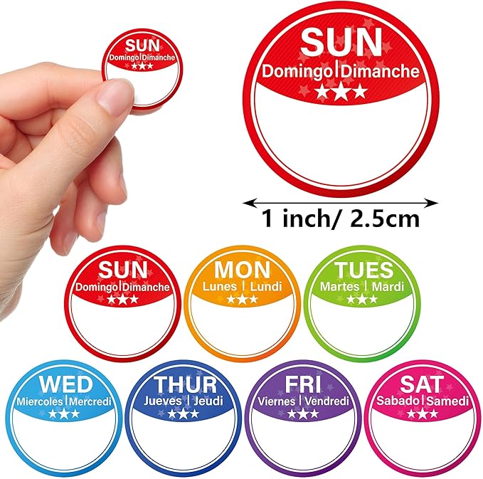 Lesnala 2520 Pcs Food Labels Stickers 7 Day of The Week Food Labels Writable and Peel Tab for Home Kitchen Restaurant Monthly Planners Meal Prep Accessory 1inch