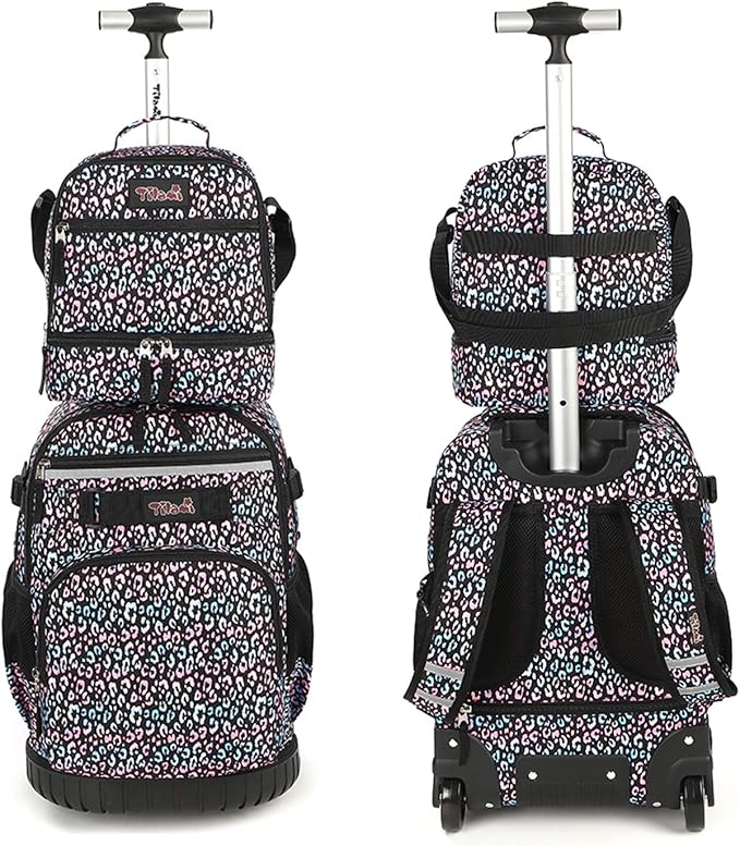 Tilami Lunch Bags Insulated Adjustable Strap Zipper, Two Compartments Cooler Bags, Bento Bags for Kids Toddlers, Colorful Leopard