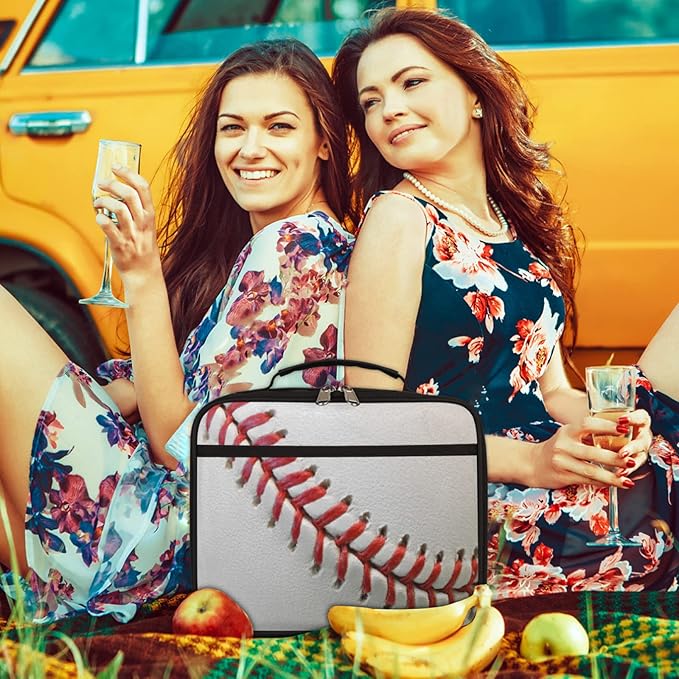 Baseball Print Insulated Lunch Box for Boys Girls Adult Sport Reusable Back to School Insulated Lunch Bag, Leakproof Meal Prep Tote Kit Cooler Bag Lunch Tote Bag for Work Beach Outdoor