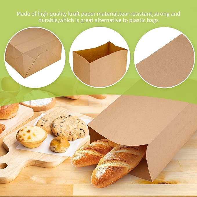 12 Lb Brown Kraft Paper Bags 60 Pcs Bulk, 7.1" x 4.3" x 12.6" light duty Paper Grocery Bags paper Lunch Bag Sandwich Bag for Small Lunches, Household, Bakery, Shopping and Restaurant, Takeout