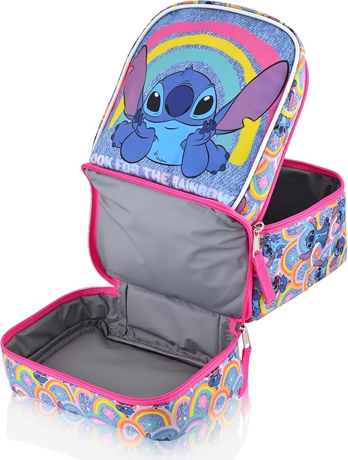 Fast Forward Stitch Lunch Box for Kids | Insulated Lunch Bag Lunch Box for Girls, Boys, Unisex | Lilo and Stitch Multicolor Reusable Lunchbox