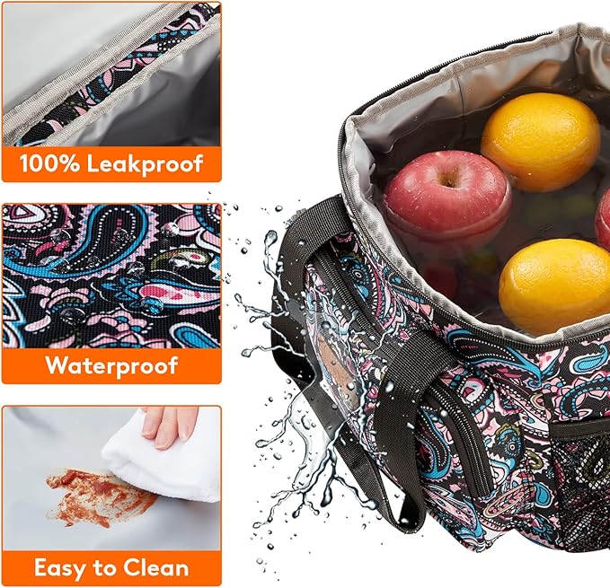 Lifewit Large Lunch Bag Insulated Lunch Box Soft Cooler Cooling Tote for Adult Men Women, Paisley 12-Can (9L)