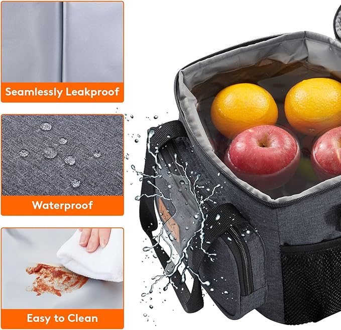 Lifewit Large Lunch Bag Insulated Lunch Box Soft Cooler Cooling Tote for Adult Men Women, Dark Gray 12-Can (9L)
