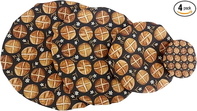 (4-Pack) Sourdough Reuseable Jar & Bowl Covers | Cute Baking Gift | 100% Cotton (3.7in, 7in, 9.25in, 11in) | Washable | Bread Making and Proofing | Kitchen Food Storage Gifting | Starter Cover Lid Kit