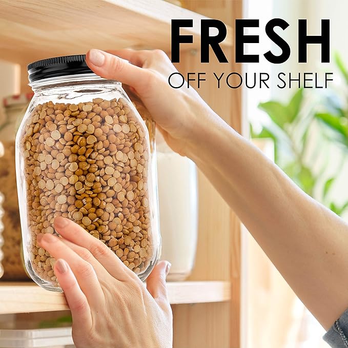12 Pack of 32oz Mayo Style Glass Mason Jars and Metal Leak Proof Lids for Pickling, Fermenting, Canning and Storing. Containers for Pickles, Kombucha, Preserves, Sauces, Kefir, Fruits