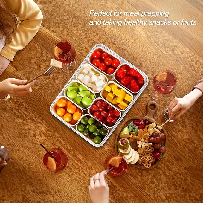 2-Pack Snackle Box Container, Dishwasher Safe Snackle Box with Lid for Candy, Fruit, Cookie, Snack, Divided Serving Tray with Lid and Handle for Entertaining, Party,