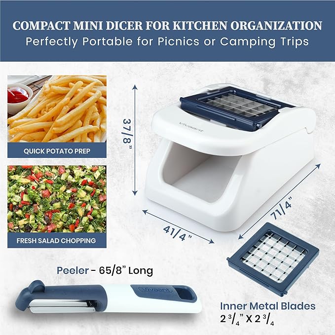 Compact Mini Dicer - Perfect for Quickly Cubing and Dicing Vegetables, Vegetable Chopper and Cutter with Manual Hand Chopper for Onions and Small Veggies