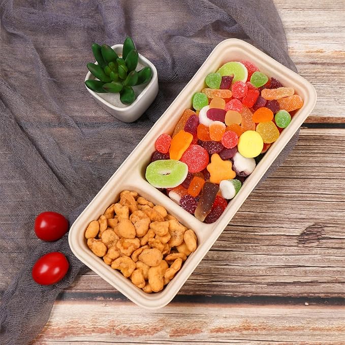 16 oz disposable 2 compartments Sugarcane Fibers bowls with lid take away Bagasse food containers Meal Prep Bowls 25 Pack