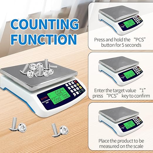 Commercial Food Scale 40kg, Large Digital Kitchen Scale with LCD Display, Battery/Plug-in Use Baking Cooking Bread Meat Weight Price Computing Scale, Stainless Steel Parts and Coins Counting Scale