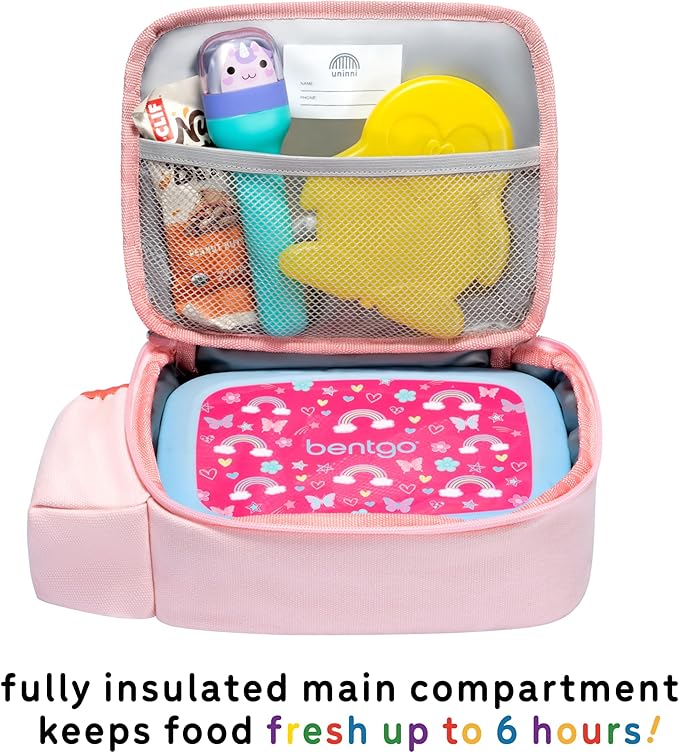 Toddler Lunch Bag for Girls and Boys, Lunch Box for Kids Ages 2–5, Fully Insulated with Padded Handle, Storage Pocket and Water Bottle Pocket, Lightweight, Easy to Clean, BPA-Free - Rabbit