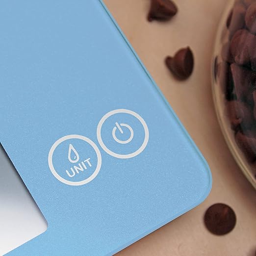 Escali Arti Digital Food Scale, Multi-Functional Kitchen Appliance, Precise Weight Measuring and Portion Control, Baking and Cooking Made Simple, Tempered Glass, Sky Blue