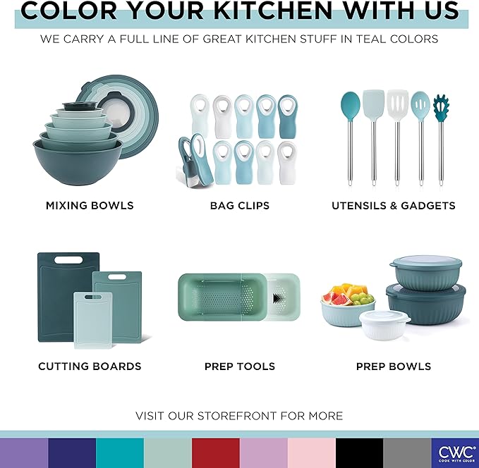 COOK WITH COLOR Wide Heavy Duty Chip Clips, Large Bag Clips for Food Storage with Air Tight Seal Grip, Pack of 8, Teal