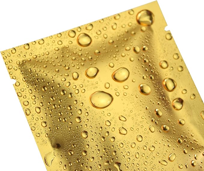 QQ Studio 100 PCS Metallic Mylar Foil Open Top Sealable Bags (8x12cm(3.1x4.7"), 100x Gold)