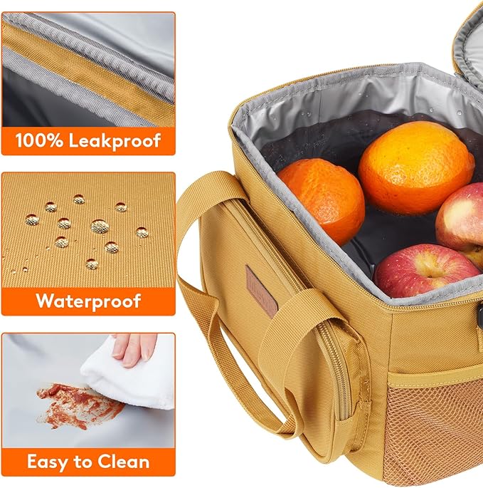 Lifewit Large Lunch Bag Insulated Lunch Box Soft Cooler Cooling Tote for Adult Men Women, Brown 12-Can (9L)