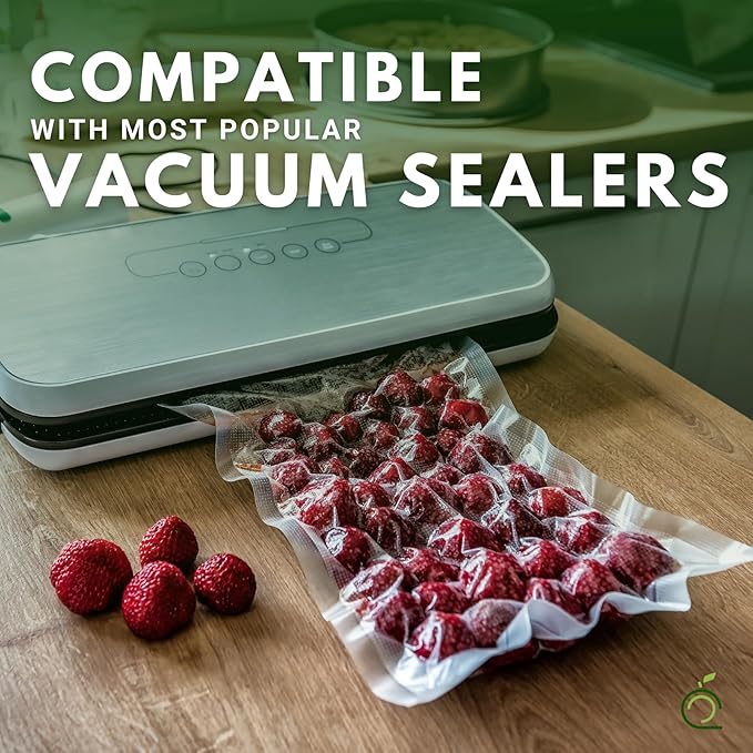 200 FoodVacBags 6-inch X 10-inch Pint Vacuum Sealer Bag Pouches, Food Storage Bags, Compatible with Foodsaver™