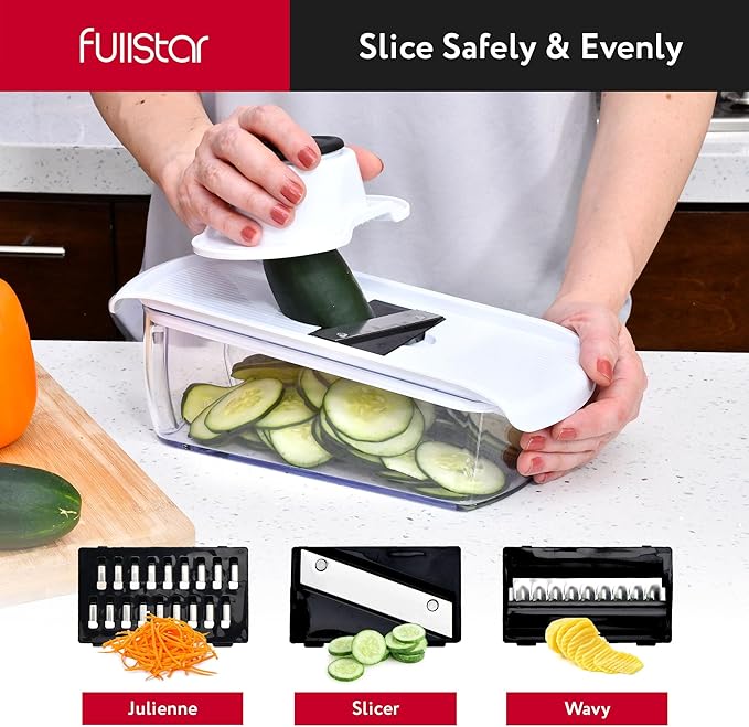 Fullstar Vegetable Chopper and Spiralizer - Food Chopper with Container, Fruit Slicer, Kitchen Gadgets & Accessories, Home Essentials (All in 1, White)