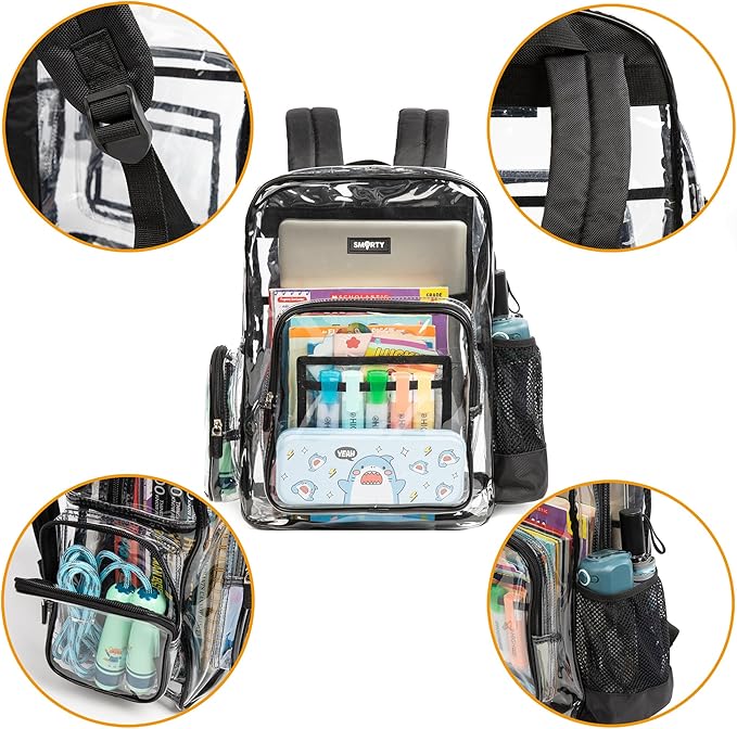 J.CARP Clear Bag Heavy Duty Backpack Durable Transparent See Through Bag