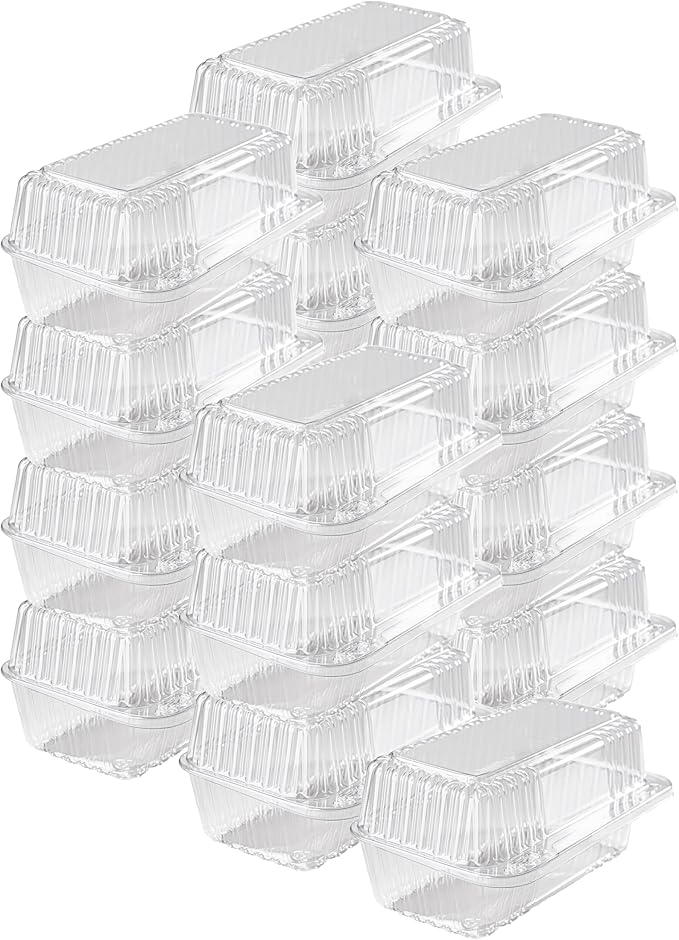 Tecnoplast 25-Pack Clear Plastic Food Containers, Clamshell Take Out Containers, 7 x 4 inch, Perfect for Dessert, Snacks, and Meals