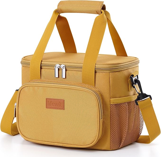 Lifewit Large Lunch Bag Insulated Lunch Box Soft Cooler Cooling Tote for Adult Men Women, Brown 12-Can (9L)
