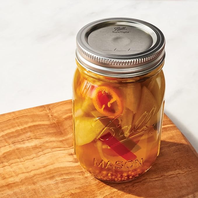 Ball Regular Mouth Glass Mason Jars with Lids and Bands, Used for Canning (Pint, 16 Ounce (Pack of 6))