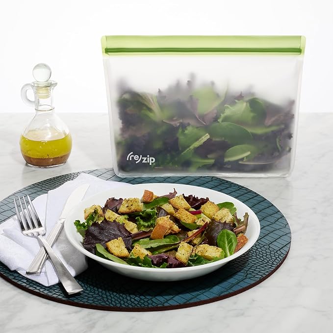 (re) zip Stand-Up Half Gallon Reusable Food Storage Bag | BPA-Free, Food Grade, Leakproof, Freezer and Dishwasher Safe | Sage