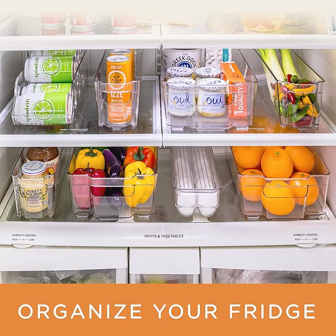 Sorbus Fridge Bins and Freezer Bins Refrigerator Organizer Stackable Food Storage Containers BPA-Free Drawer Organizers for Refrigerator Freezer and Pantry (Pack of 8)