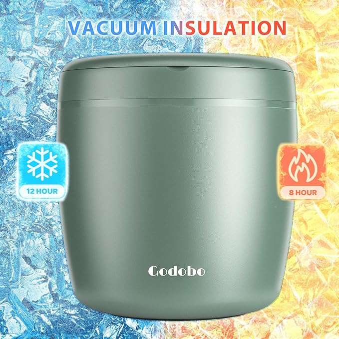 Thermo for Hot Food 32oz, Vacuum Insulated Food Jar for Adults, Stainless Steel Soup Thermo Wide Mouth Leakproof Lunch Containers with Spoon for School Office, Green