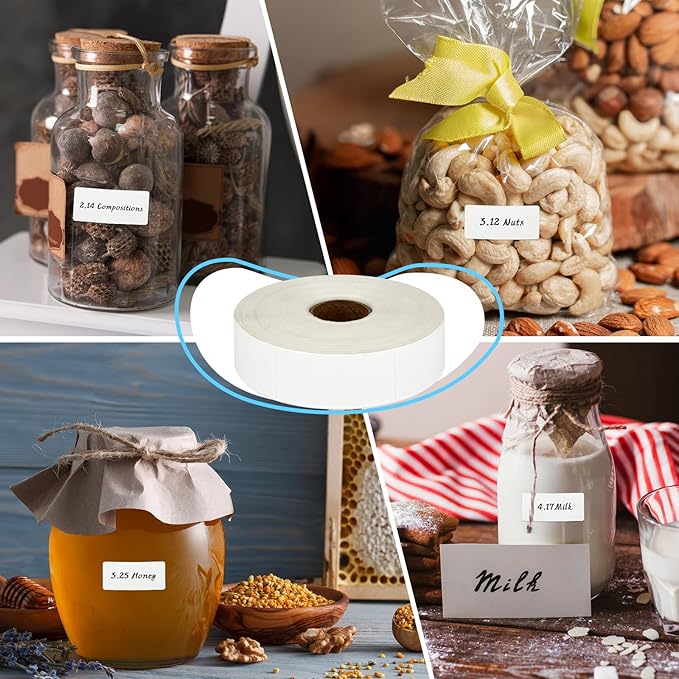 1000 Food Labels, Blank Removable Freezer Labels, Water and Oil Resistant Stickers for Food Containers, Jars and Pantry Organization (1” x 2”)