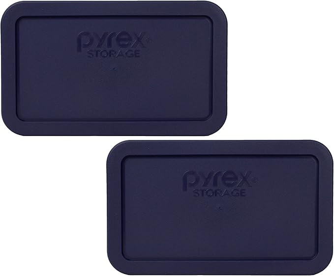 Pyrex Bundle - 2 Items: 7214-PC 4.8-Cup Dark Blue Plastic Food Storage Lids Made in the USA