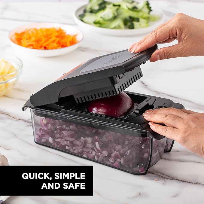 Cook with Color Vegetable Chopper - Multifunctional 11 in 1 Vegetable Chopper with Container - Food Chopper to Dice, Chop, Slice, Julienne and Spiralize, Black