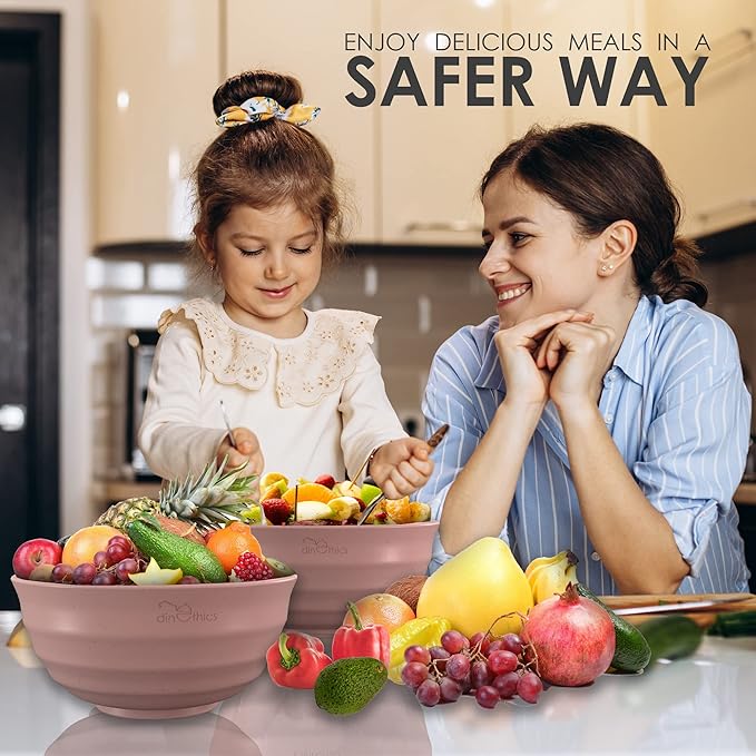 6 Wheat Straw Bowls 60 OZ - Microwave Safe Bowls - Big Bowls For Kitchen - Extra Large Cereal Bowls - Large Soup Bowls Set Of 6 - Replace Large Plastic Bowl - Deep Bowls For Soup Salad Rice