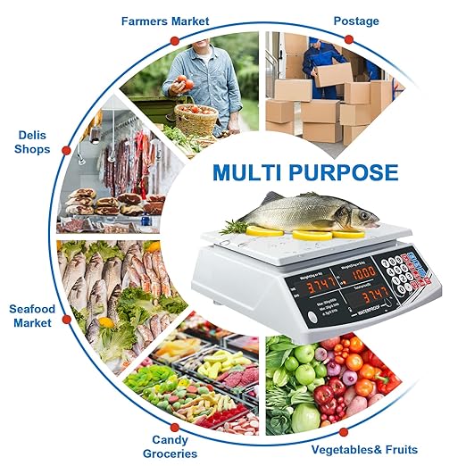 Waterproof Price Computing Scale IP68, 66lb Digital Commercial Food Meat Produce Weight Scale for Farmers Market, Seafood, Rechargeable, Washable, Not for Trade