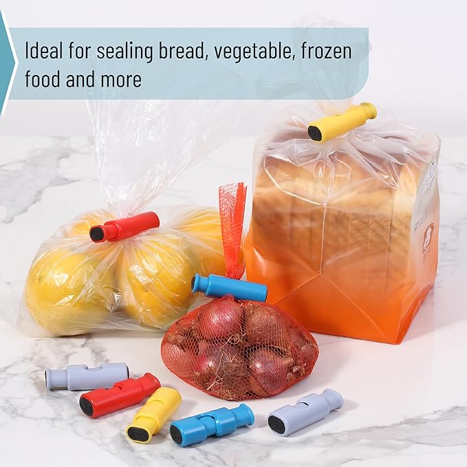 Mr. Pen- Squeeze and Lock Bread Bag Clips, 8 Pack, Candy Colors Squeeze and Lock Bread Clips Reusable