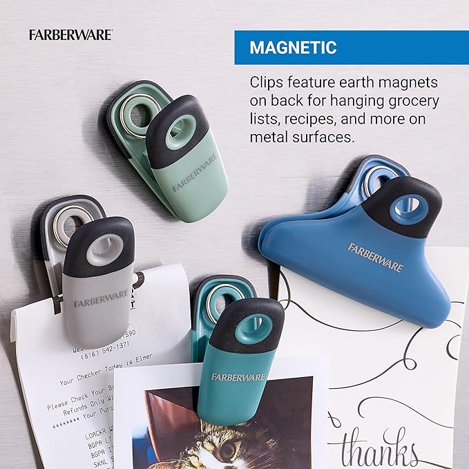 FARBERWARE Professional 5 Piece Bag Clip Set Durable, Versatile, and Stylish Soft Earth Colors