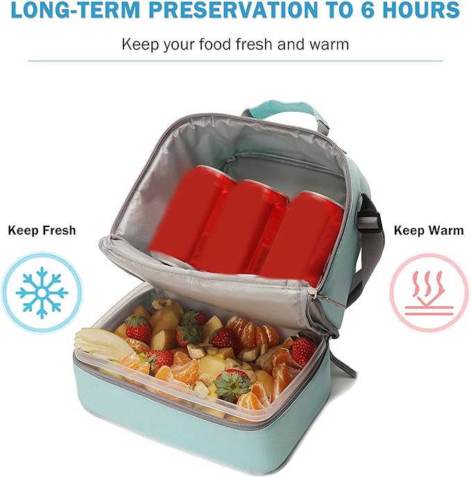 Tilami Lunch Bags Insulated Adjustable Strap Zipper, Two Compartments Cooler Bags, Bento Bags for Kids Toddlers (Tail Cute)