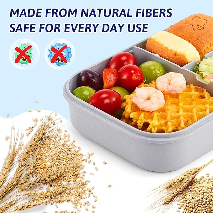 MISS BIG® Bento Box,Bento Box for Kids,Lunch Box Kids,Ideal Leakproof Kids Lunch Box,Lunch Containers No BPAs and Chemical Dyes,M/W,D/W & Fridge Safe(1150ml Gray)